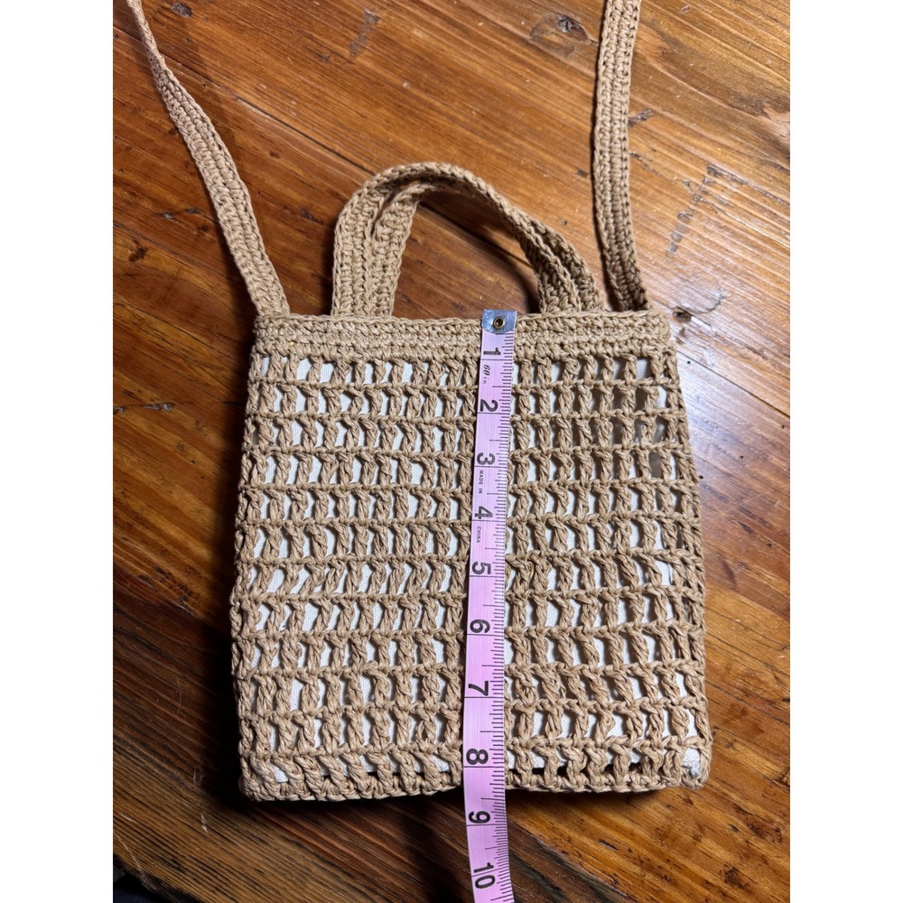 Madewell Small Transport Crossbody Straw Edition Crochet Tan Canvas Lined bag - Picture 9 of 12